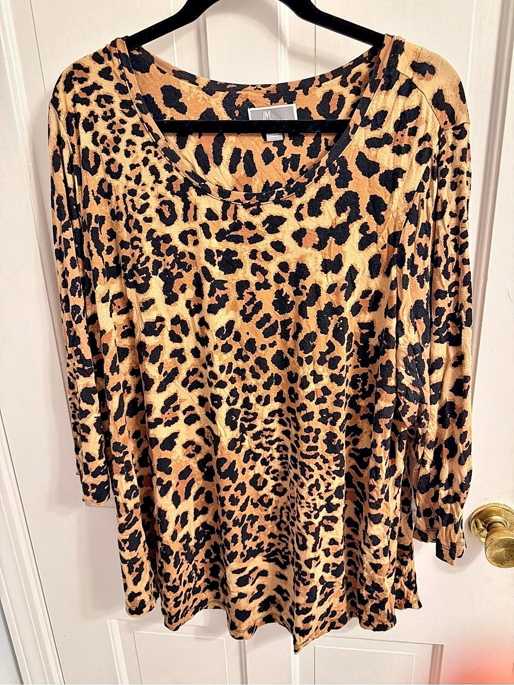 JM Collection Leopard Print Tunic Brown & Black Size 3X